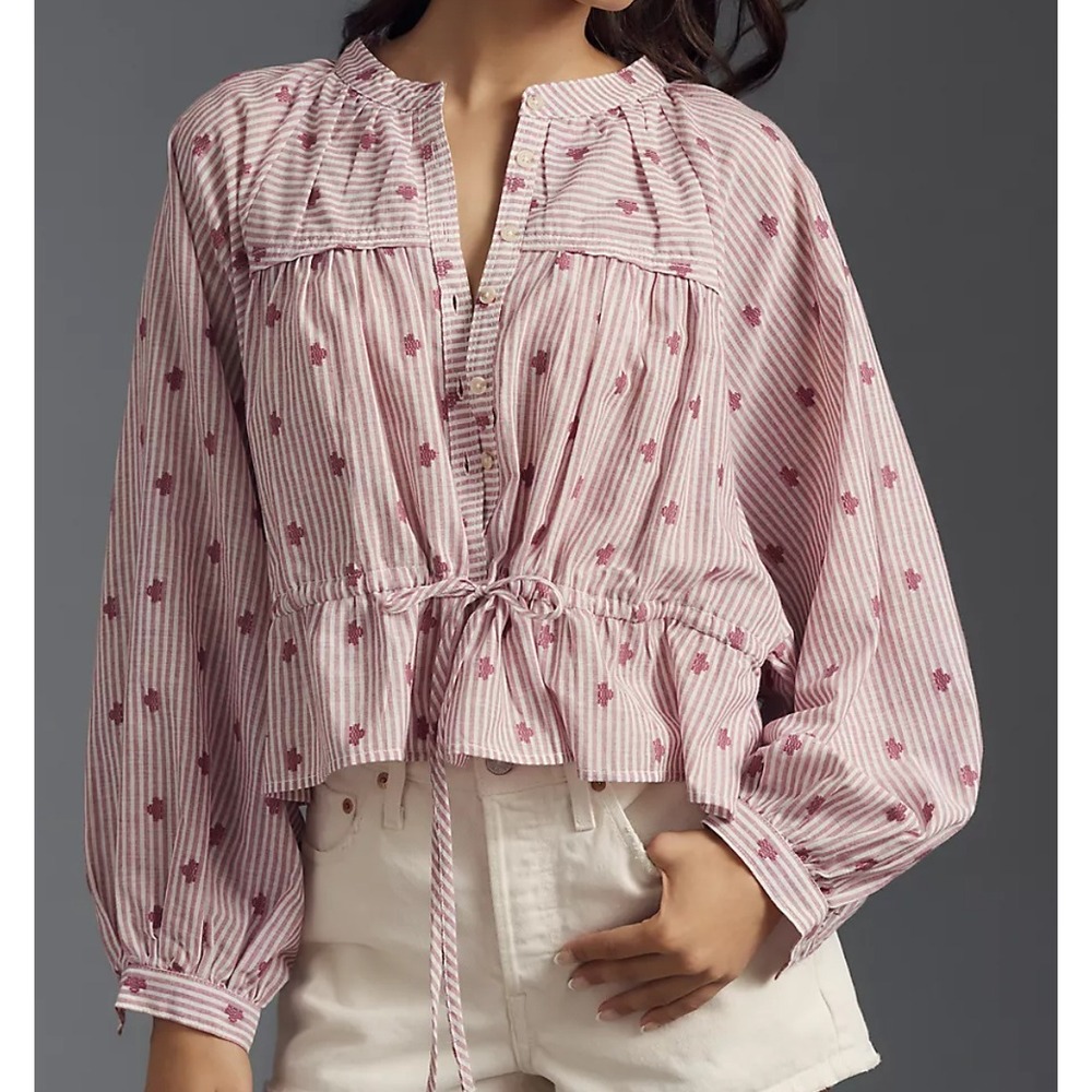 Pilcro Sidney Batwing Blouse Cinched Waist